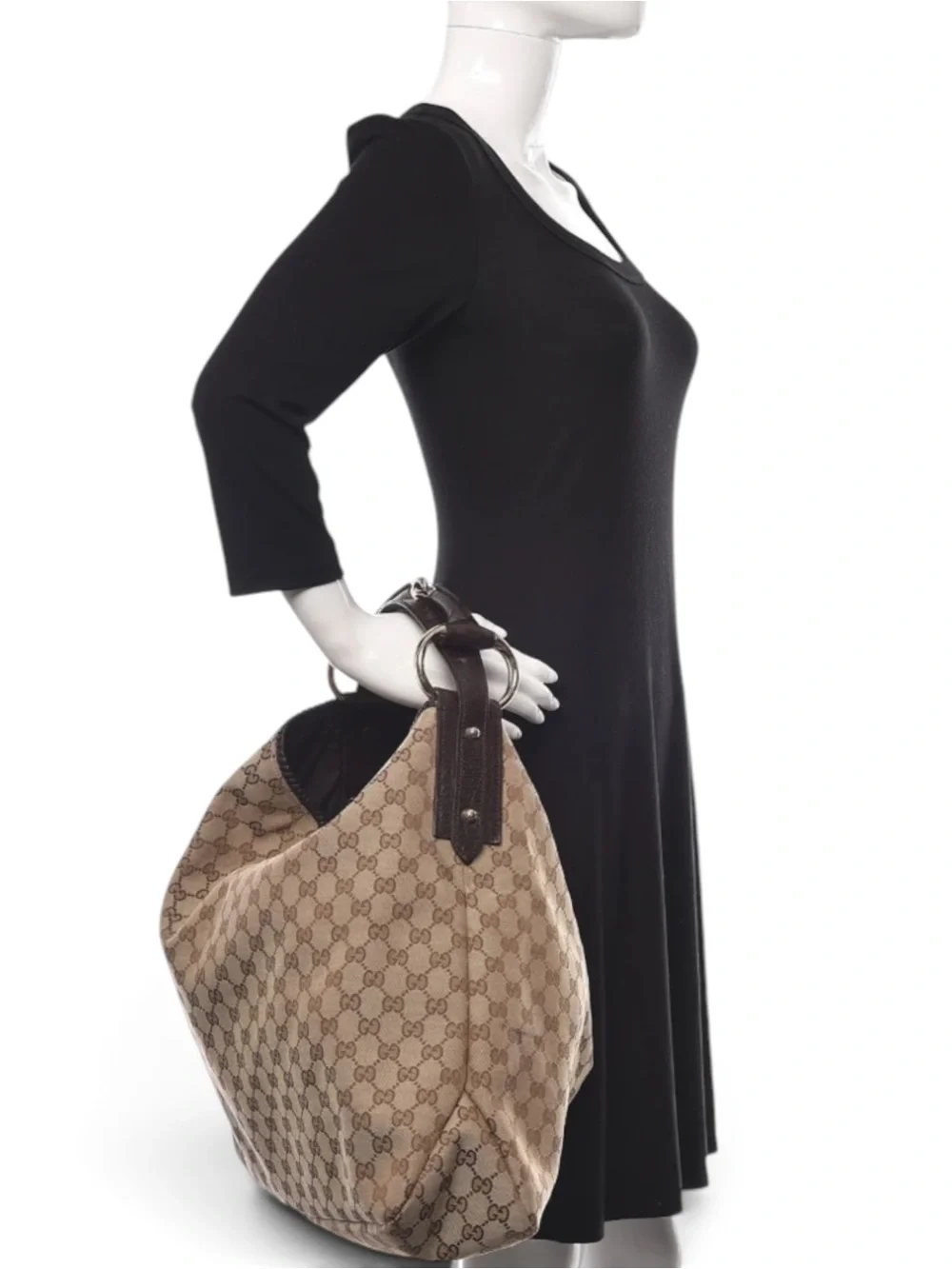 Gucci Large GG Canvas Horsebit Hobo Bag Tom Ford Era Y2K + Dust Bag vintage